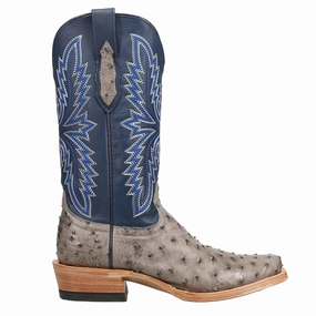Futurity Relentless Buckles Embroidered Ostrich Square Toe Cowboy Boots Flex Groove Engineering Durable tread