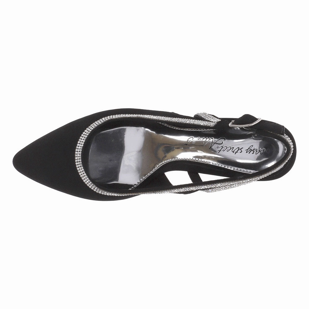 structured look Focused Day Glisten Rhinestone Pointed Toe Slingback Pumps