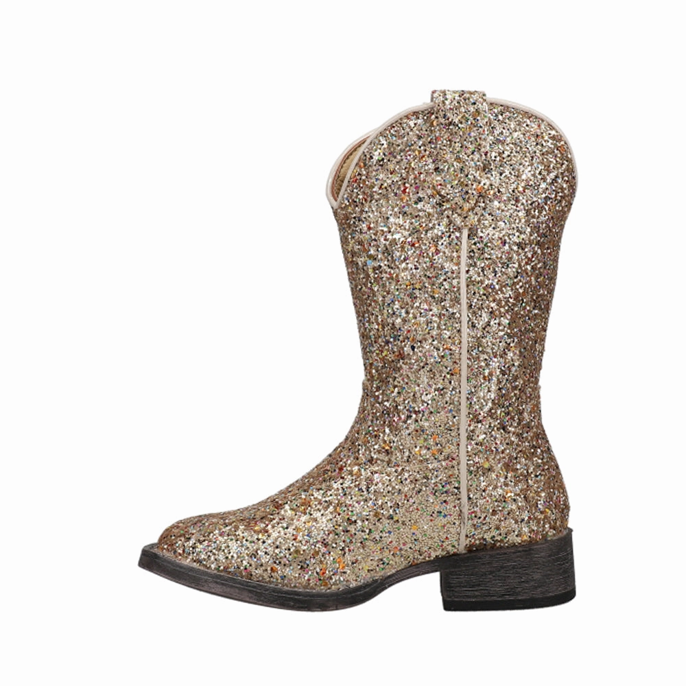 Sleek Outline Stable Support Urban Commute Glitter Galore Square Toe Cowboy Boots (Little Kid-Big Kid)
