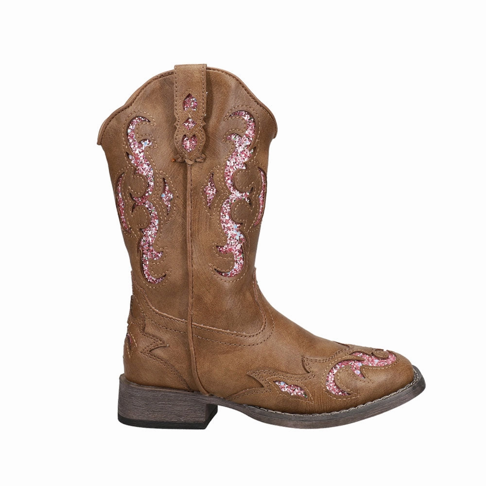 Glitter Gypsy Square Toe Cowboy Boots  (Little Kid-Big Kid) High Traction All Day Worker