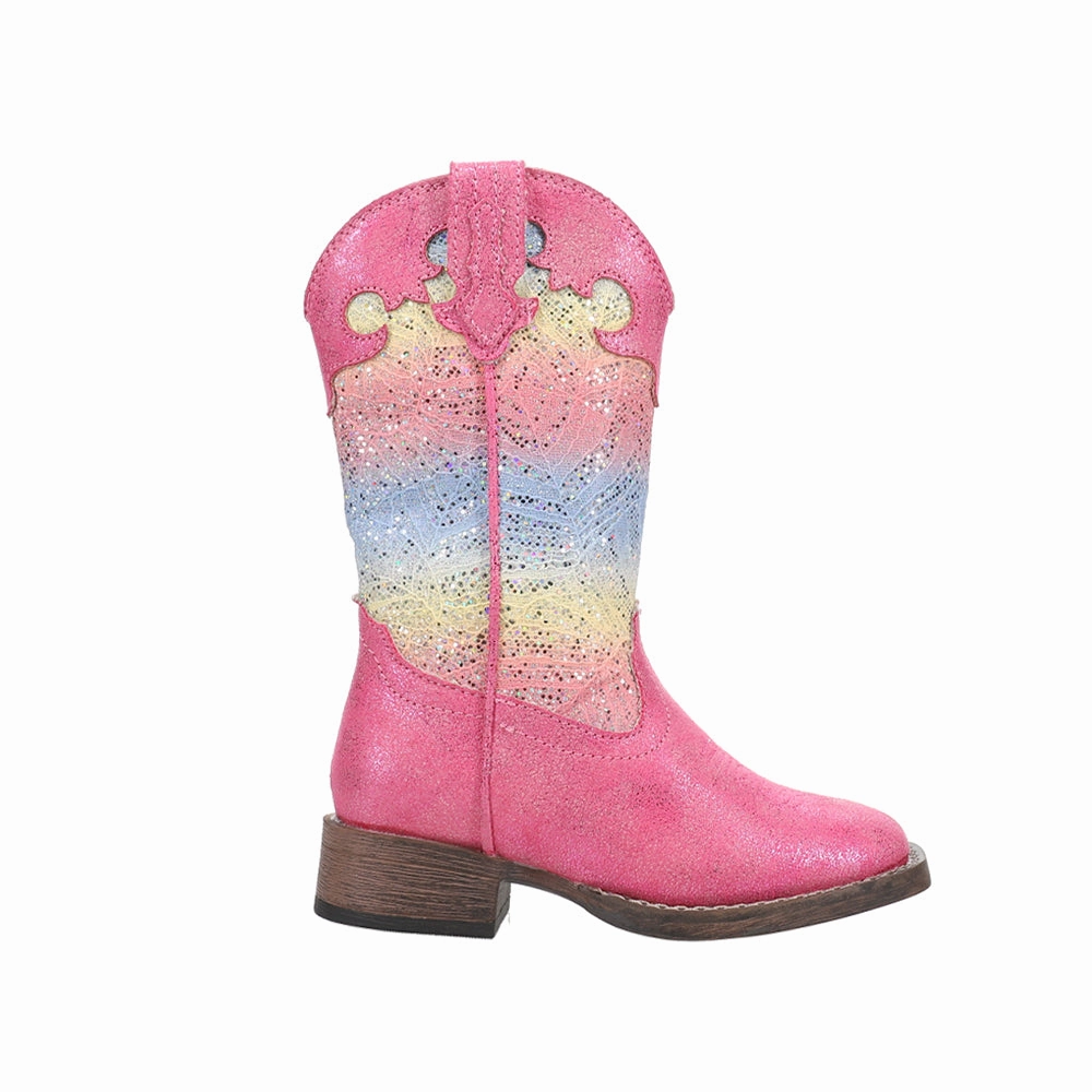 Glitter Lace Square Toe Cowboy Boots (Little Kid-Big Kid) Coffee Shop