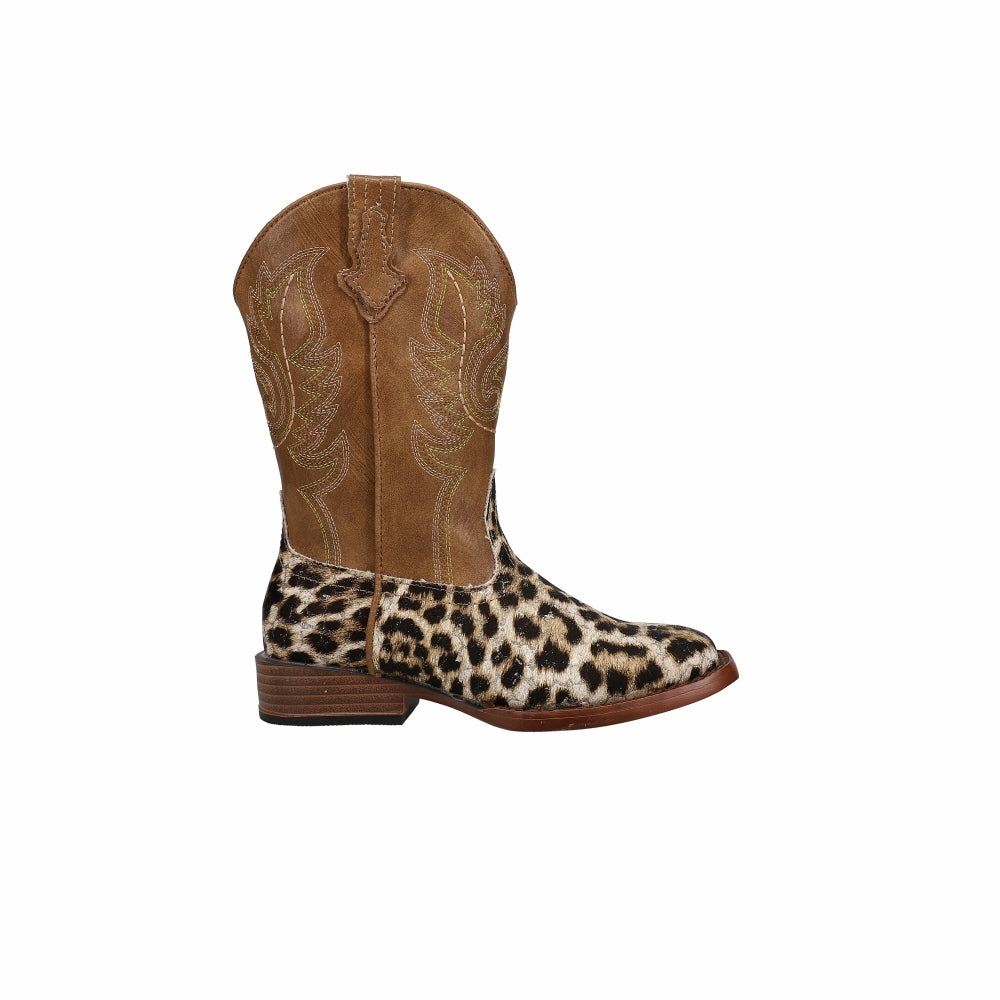 Good Grip Comfort Straps Glitter Leopard Square Toe Cowboy Boots (Little Kid-Big Kid)