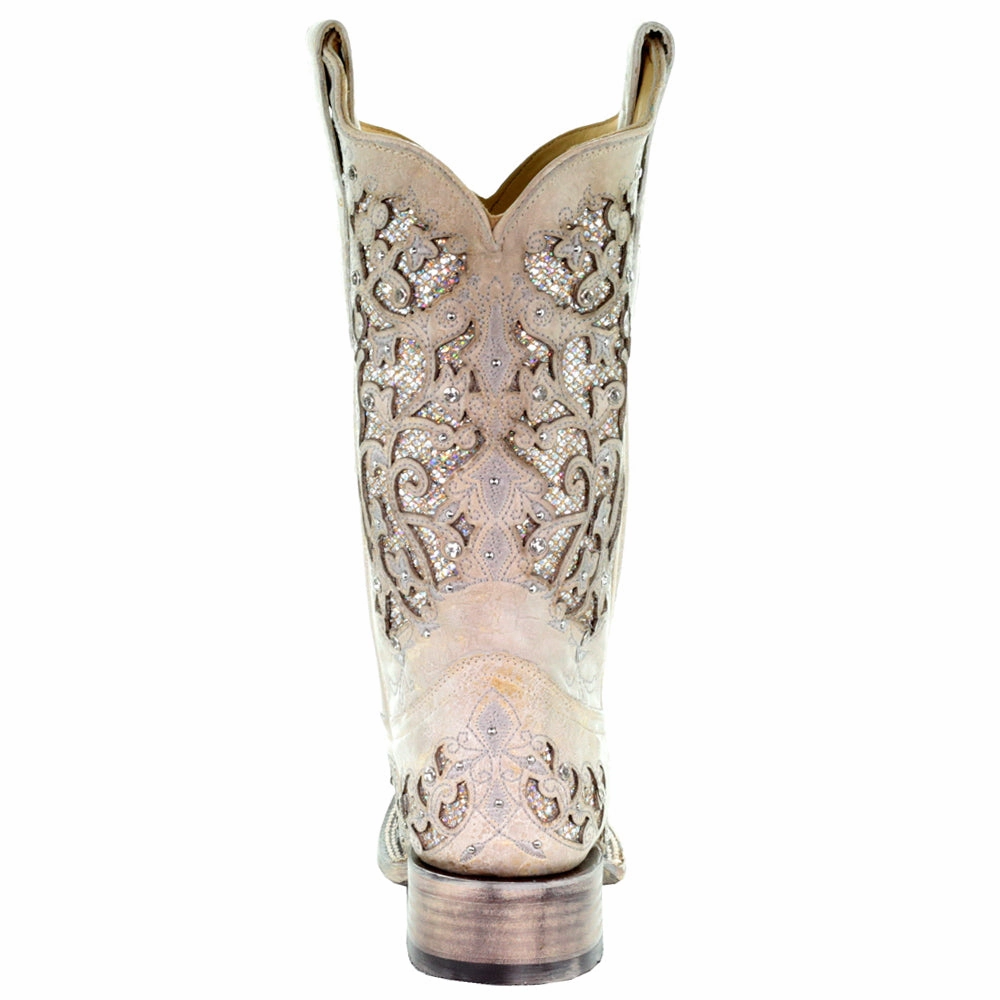 Durable Shell Hiking Trails Breathable Weekend Wanderer Glitter Studded Tooled Inlay Square Toe Pull On Cowboy Boots