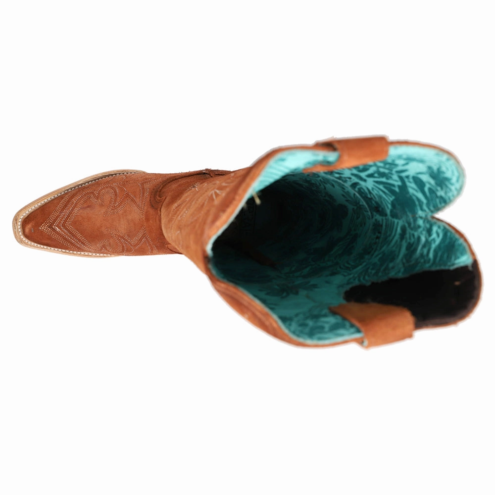 Comfortable to walk Comfortable toe box Suede Embroidered Tall Snip Toe Cowboy Boots