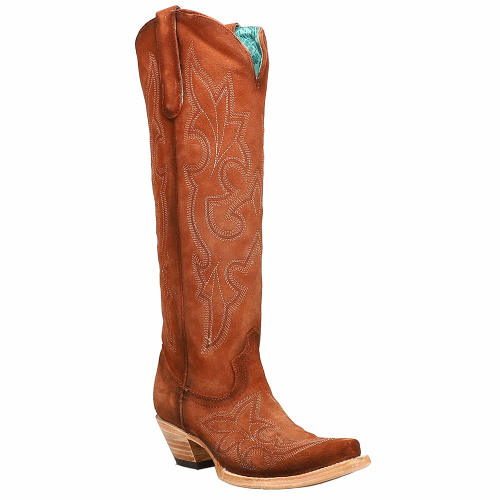Suede Embroidered Tall Snip Toe Cowboy Boots Protective Finish Comfort Seeker Multi   Purpose