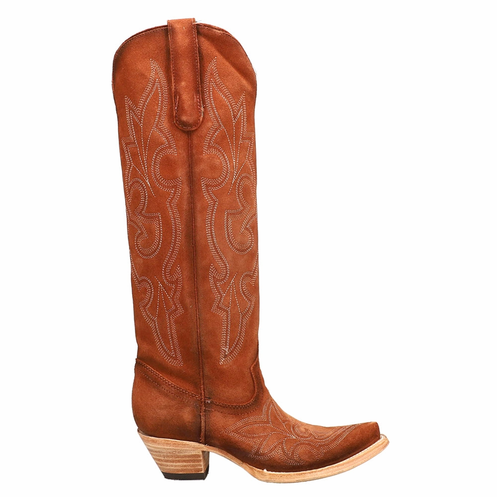 Feather Light Backcountry Camper Suede Embroidered Tall Snip Toe Cowboy Boots
