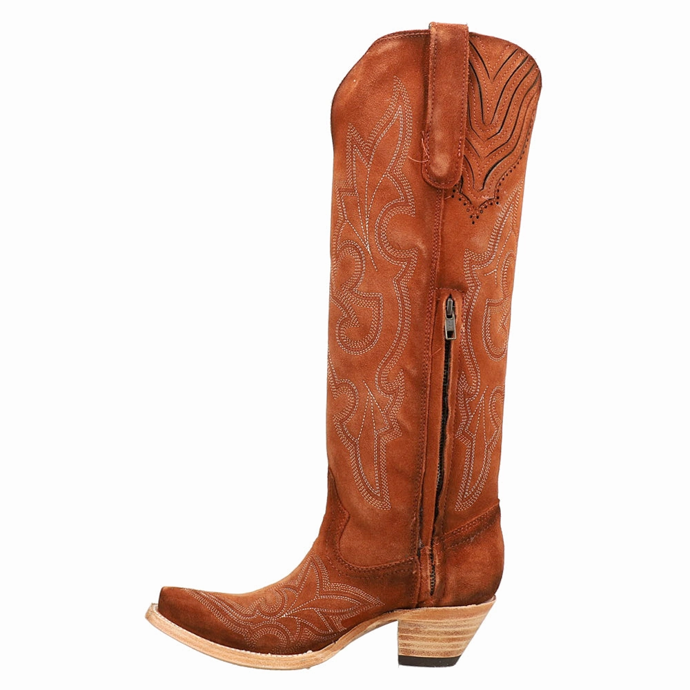 Suede Embroidered Tall Snip Toe Cowboy Boots Durable Shell Hiking Trails
