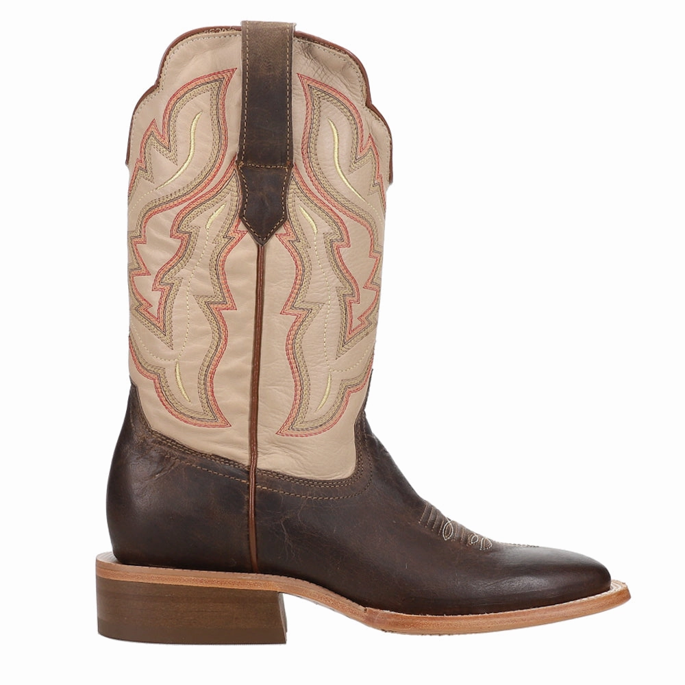 Fire Side Goat Embroidered Wide Square Toe Cowboy Boots