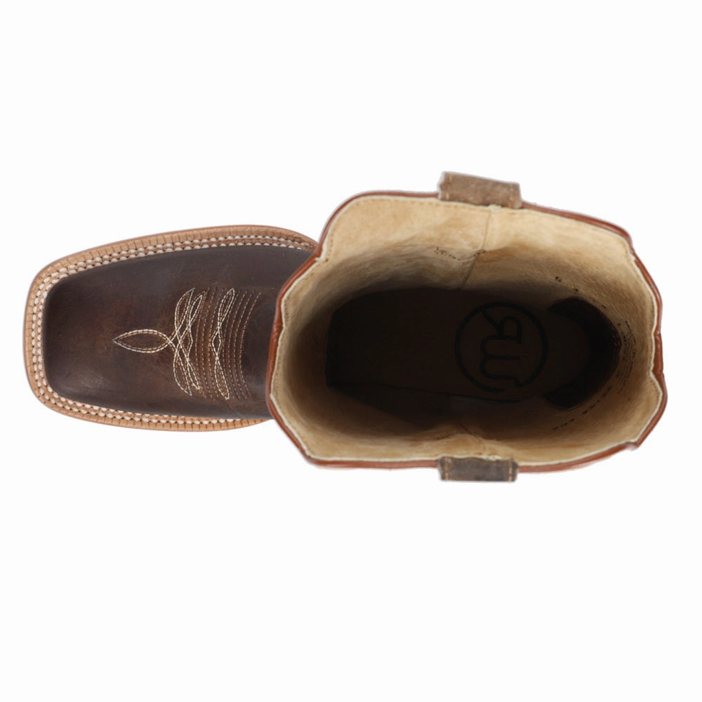 Goat Embroidered Wide Square Toe Cowboy Boots Subtle Finish