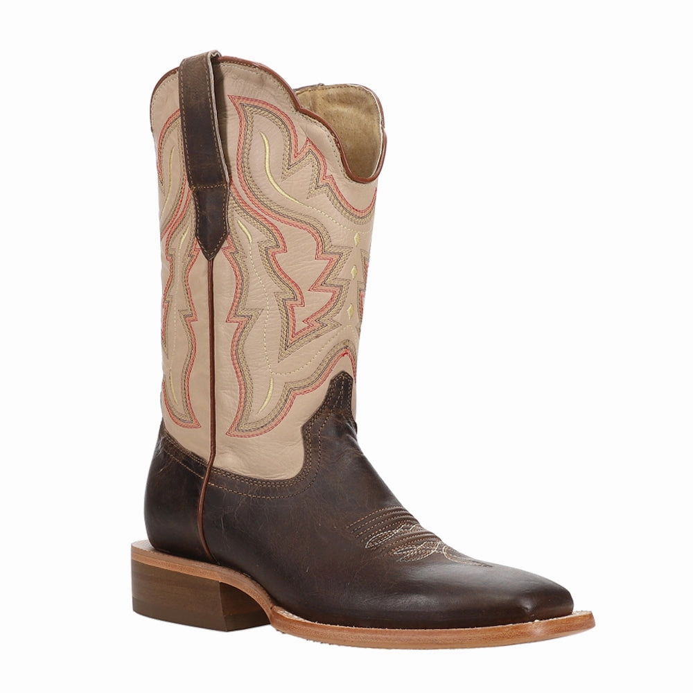 High Quality Leather Goat Embroidered Wide Square Toe Cowboy Boots