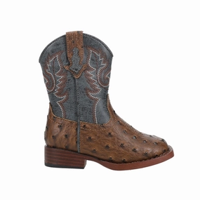 Bumps Square Toe Cowboy Boots (Toddler) Pull on