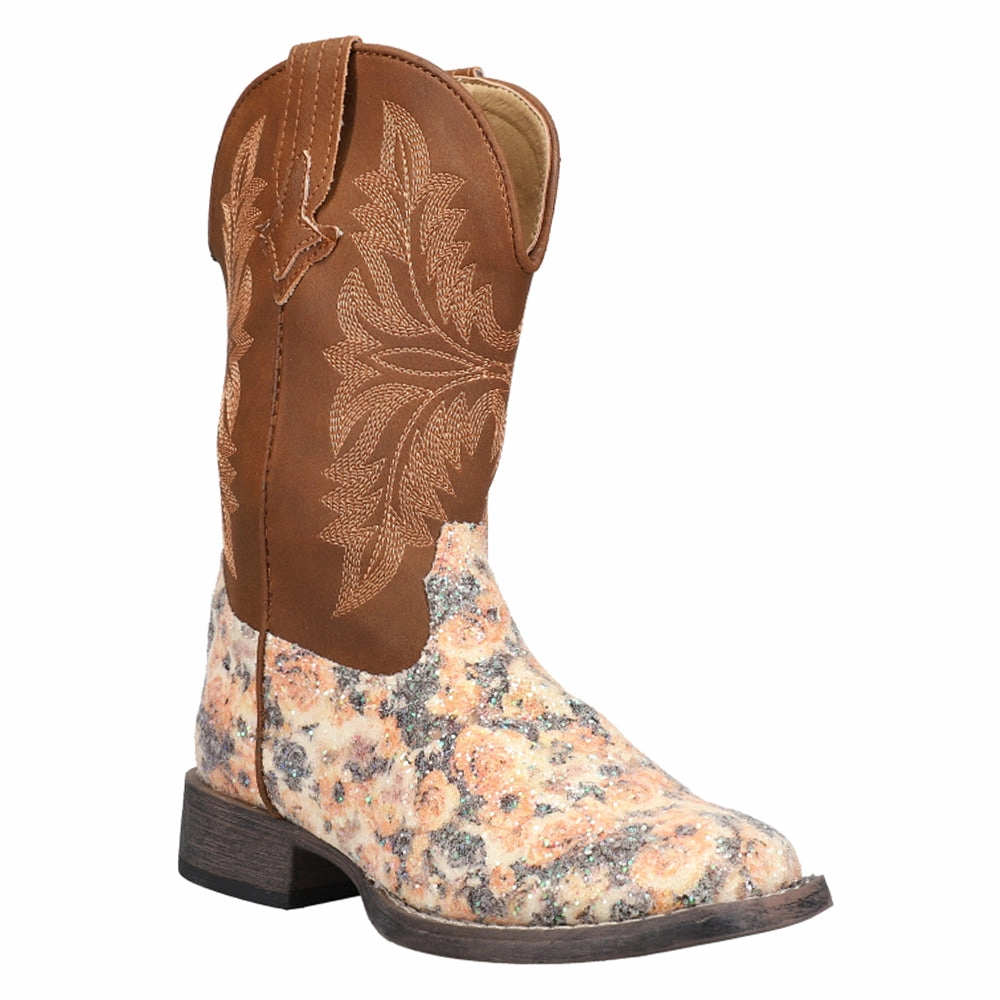 Easy Layer Fashion Focused Claire Floral Square Toe Cowboy Boots (Little Kid-Big Kid)