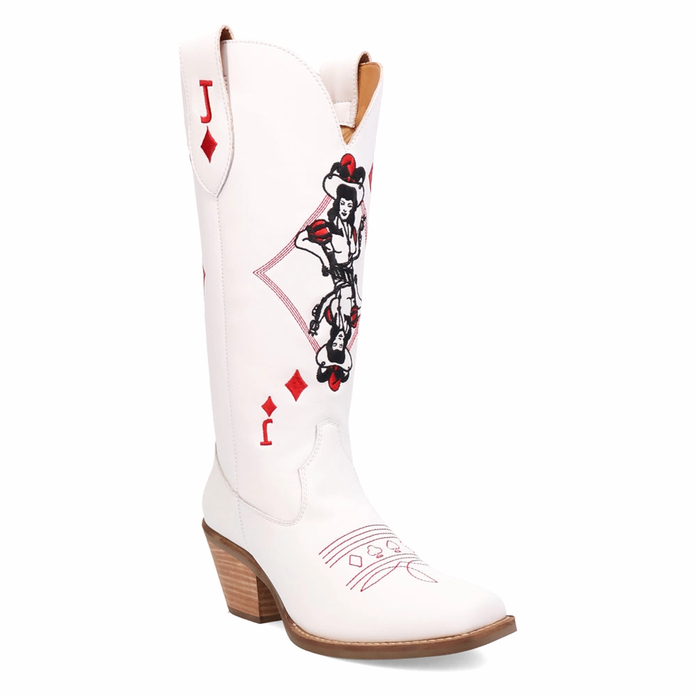 Impact Guard Stable Support Snowy Path Jack Of Diamonds Graphic Embroidered Square Toe Pull On Cowboy Boots
