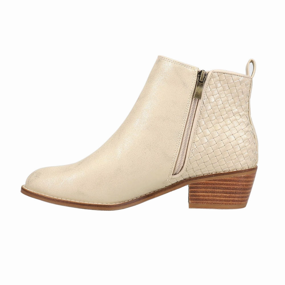 Secure fit Breathable Comfort Seeker Half N Half Metallic Round Toe Booties