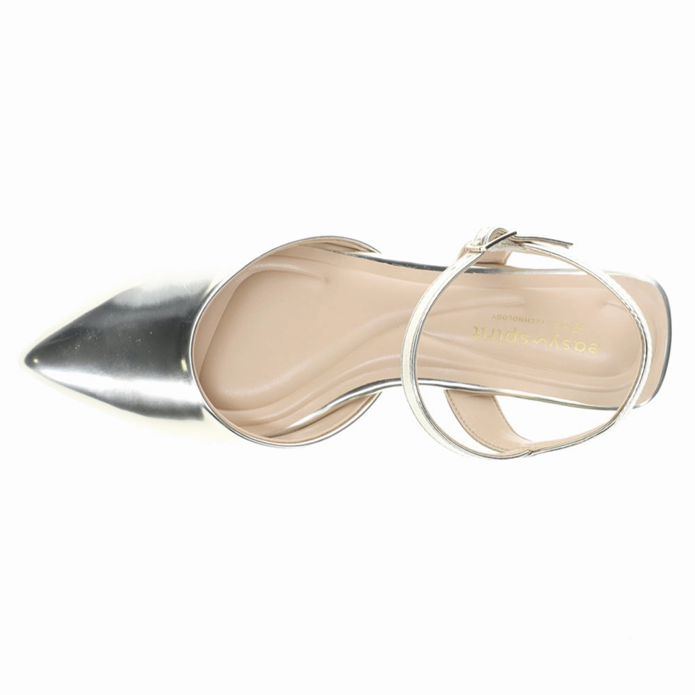 Halyn Metallic Pointed Toe Kitten Heel Pumps Travel Office Mono Look