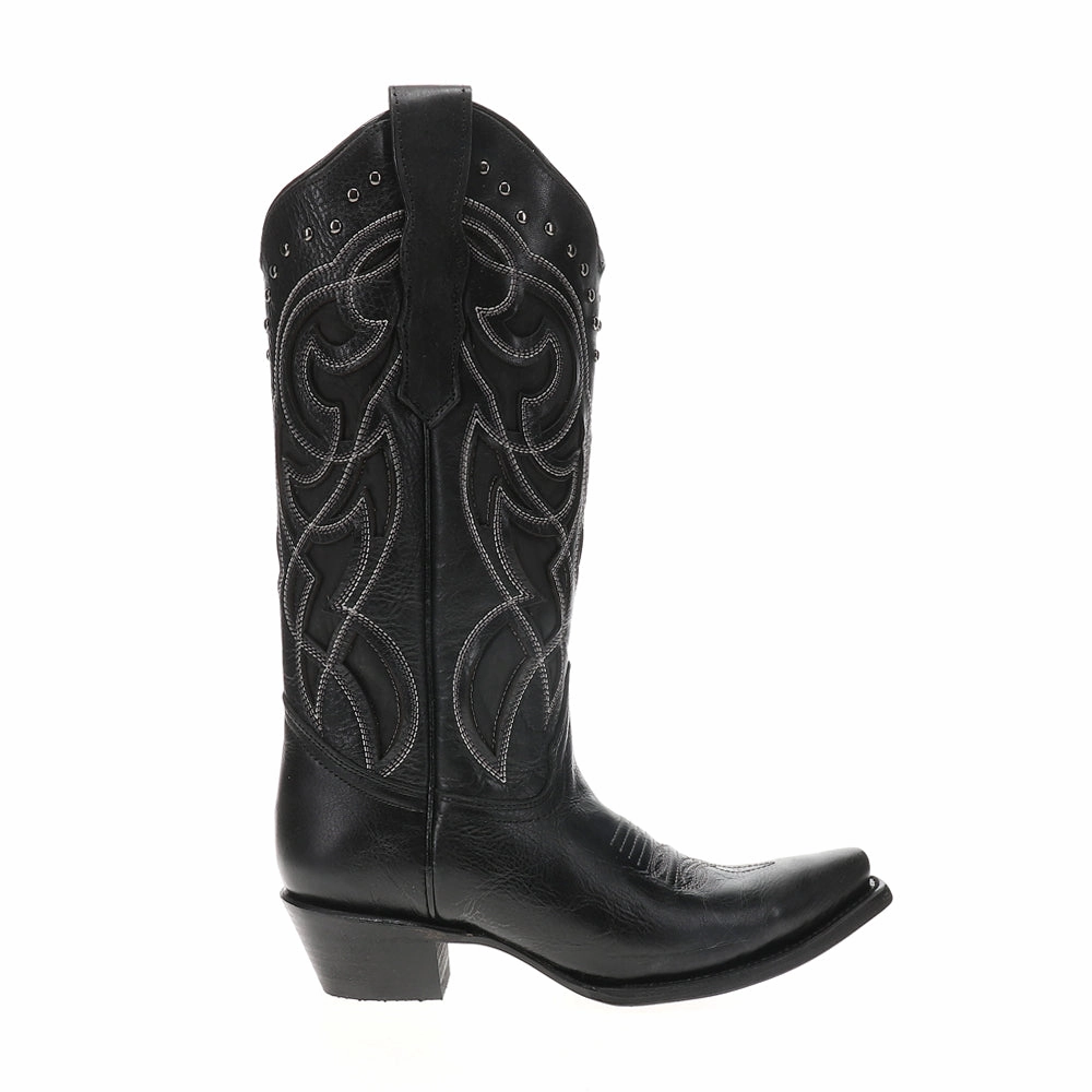 Embroidered Tooled Inlay Snip Toe Cowboy Boots Comfort Ankle Support