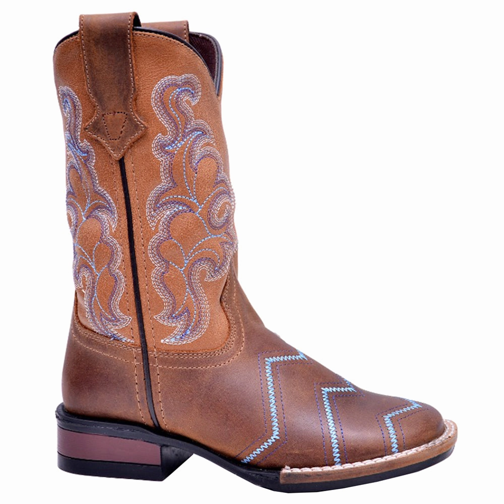 Good Traction Monterey Angles Embroidered Square Toe Cowboy Boots (Little Kid)