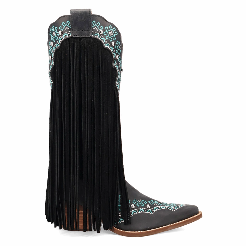 High Traction Outdoor Trek Stable Support Rainy Day Commuter Tequila Fringe Southwest Sunrise Snip Toe Cowboy Boots