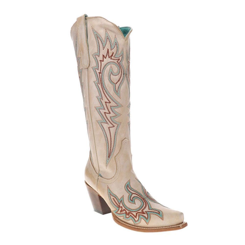 Embroidered Snip Toe Pull On Cowboy Boots Quilt Soft