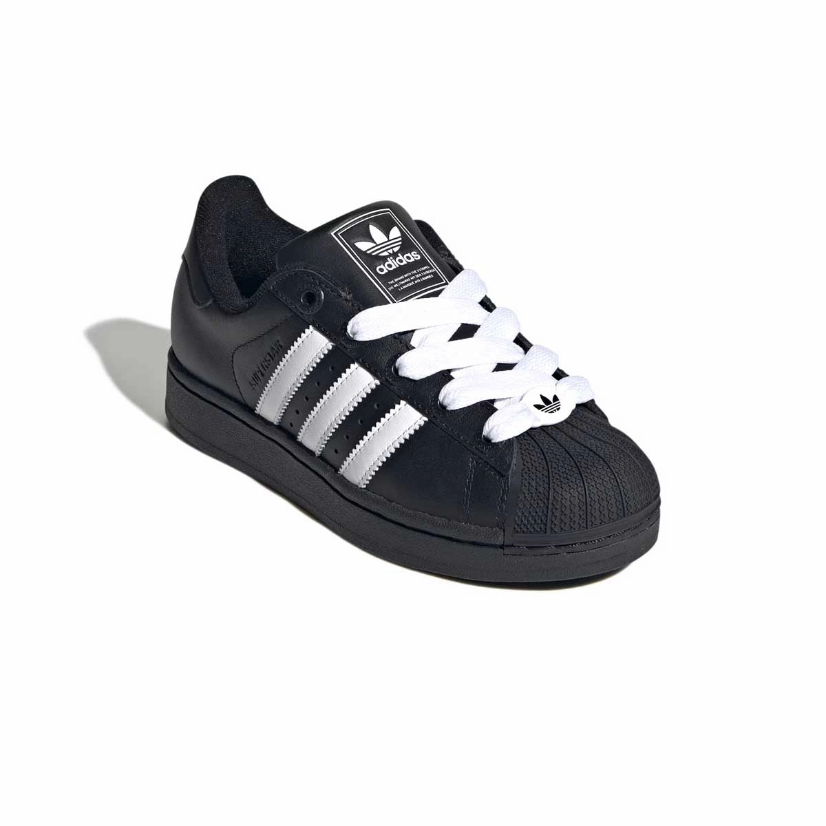 sueded fabric Snug Heel Lock Kids Superstar ii 'Core Black Cloud White'