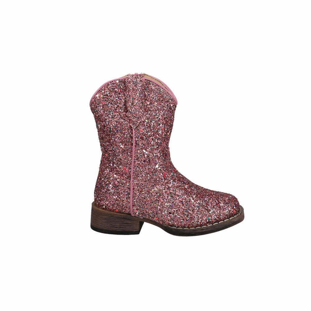 Glitter Galore Square Toe Cowboy Boots (Toddler) High-End Craftsmanship Sleek Outline