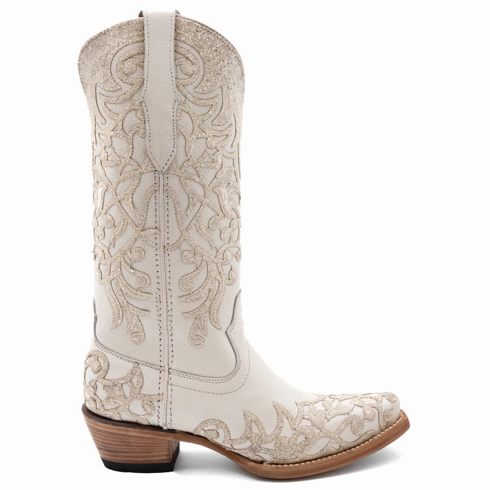 Washable Comfort Buckles Starlight Glitter Overlay Snip Toe Cowboy Boots