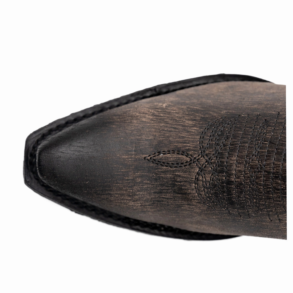 Slip On Flexible Frame Rough Trail Hiker Holly Embroidered Snip Toe Pull On Cowboy Boots