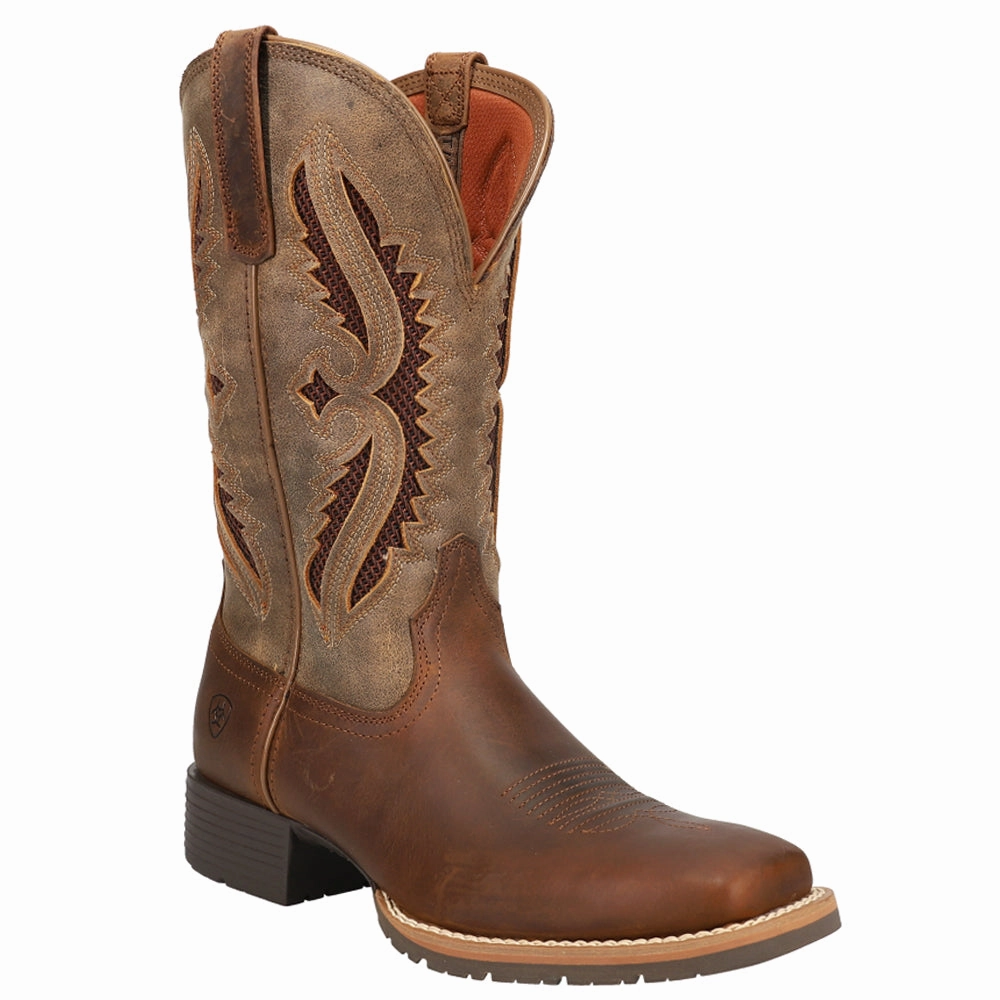 Soft Leather Biker Tough Hybrid Rancher VentTEK 360 Tooled-Inlay Square Toe Cowboy Boots