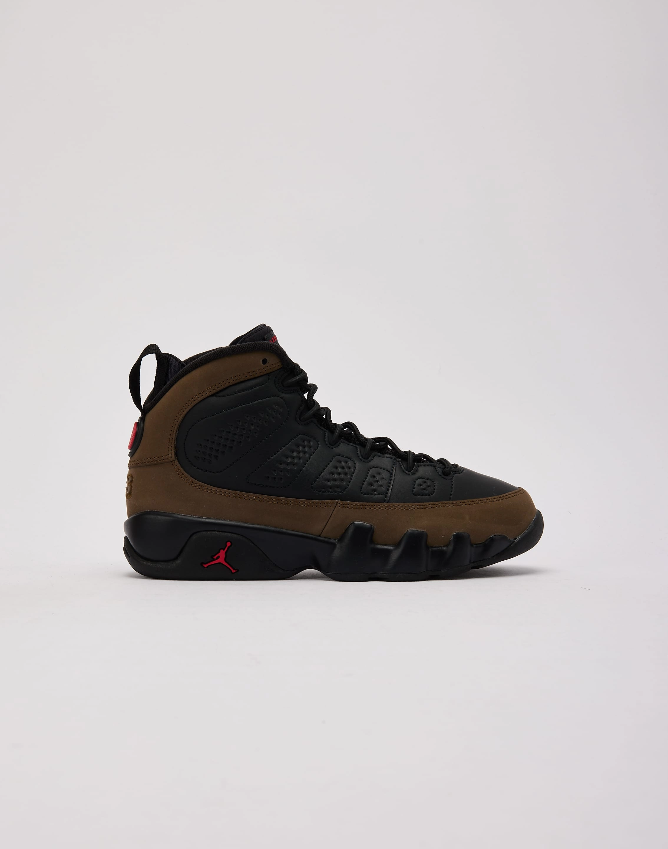 Jordan Air Jordan 9 Retro 'Olive' Grade-School Slip On Style Slip Resistant Pattern