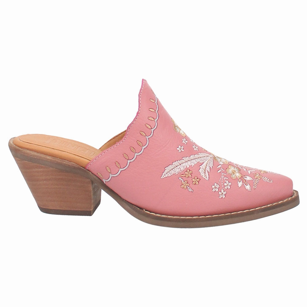 Wildflower Floral Embroidered Round Toe Mule Booties Tear-resistant