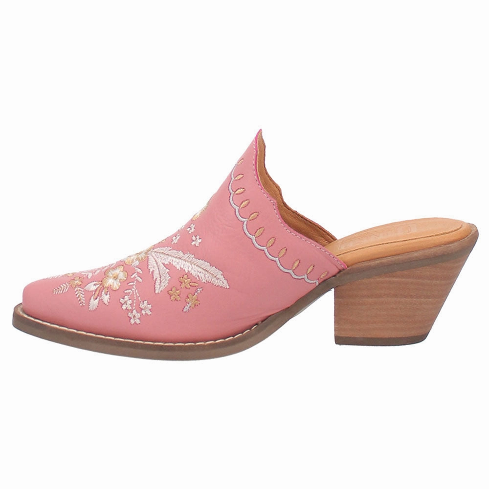 Neutral Style Military Style Wildflower Floral Embroidered Round Toe Mule Booties