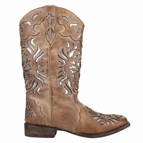 Belle II Tooled Inlay Square Toe Cowboy Boots Comfortable compression Heavy Duty Support
