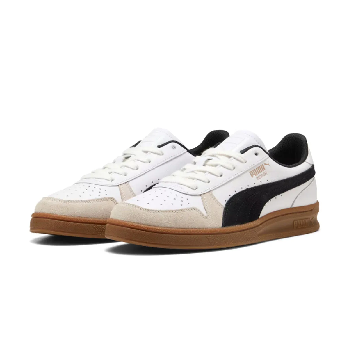 Indoor 'Puma White Black Gum' Torsional Stability Feature Energy Returning Foam