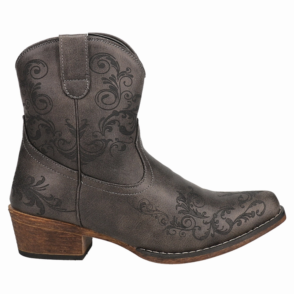 Short Stuff Embroidery Snip Toe Cowboy Booties Rugged Built Cold Climate