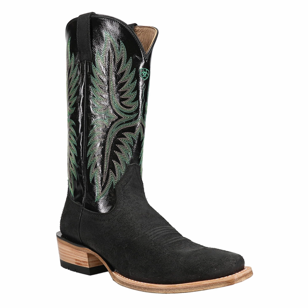 Futurity Rider Embroidered Square Toe Pull On Cowboy Boots flexible rubber insulated