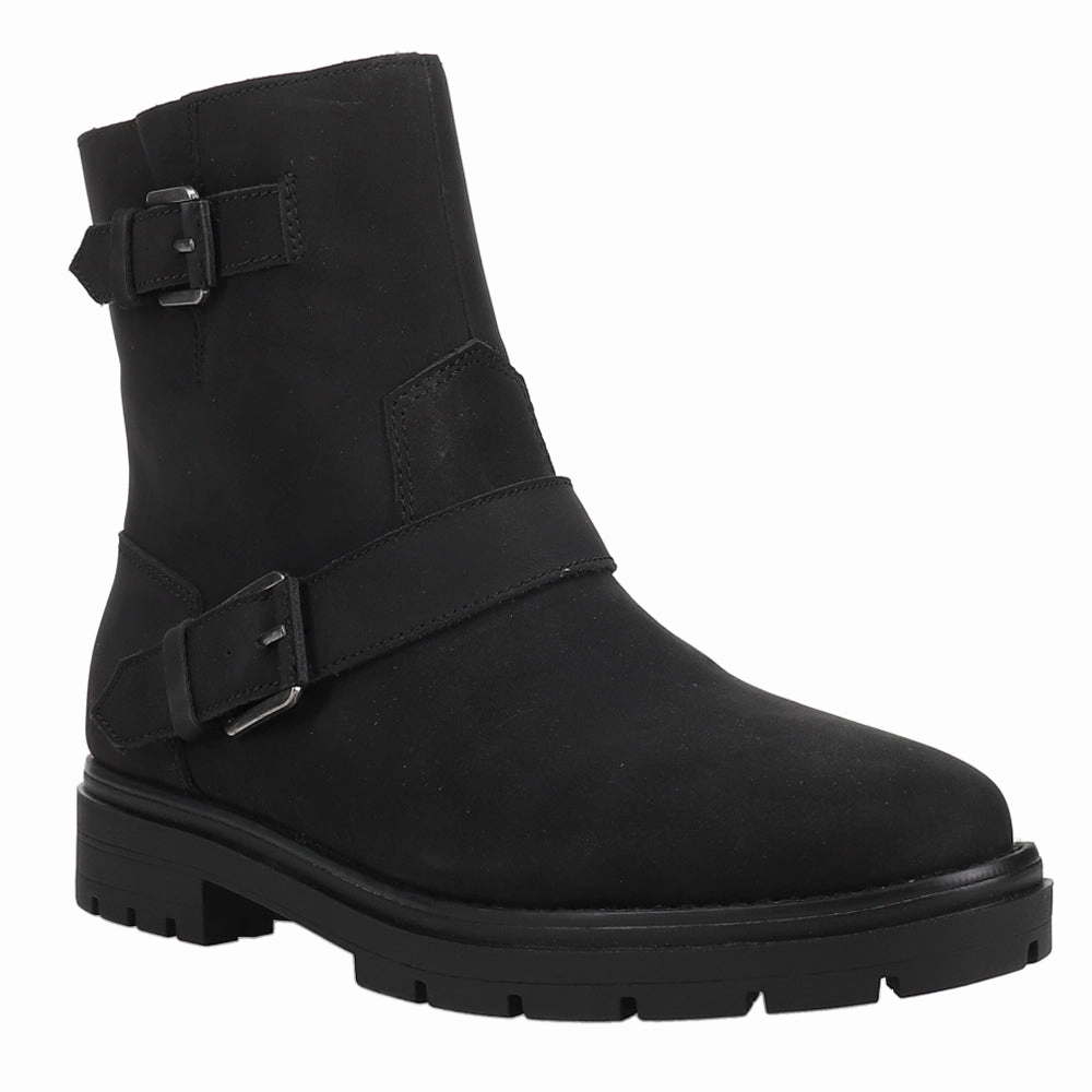 Ionie Nubuck Leather Round Toe Zippered Motorcycle Boots Denim Touch