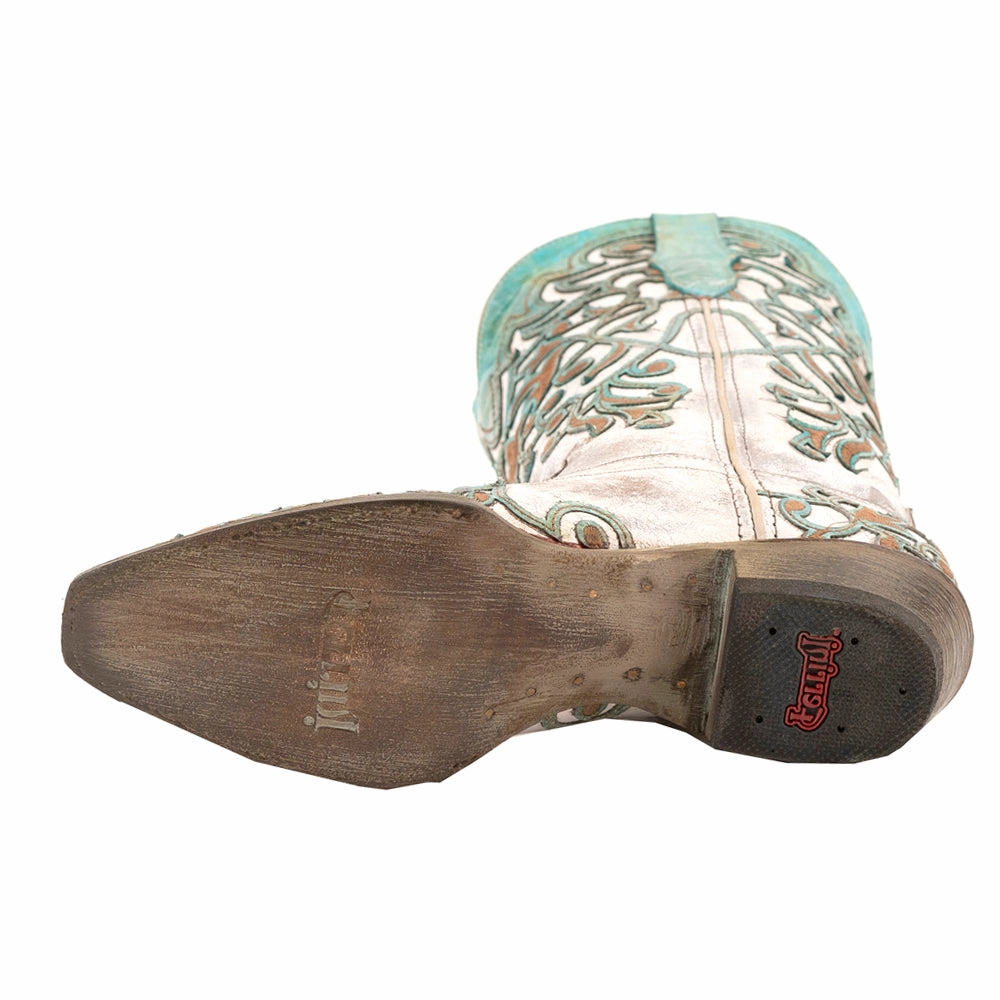 Ivy Embossed Embroidered Snip Toe Pull On Cowboy Boots Feather Light Snow Trekker