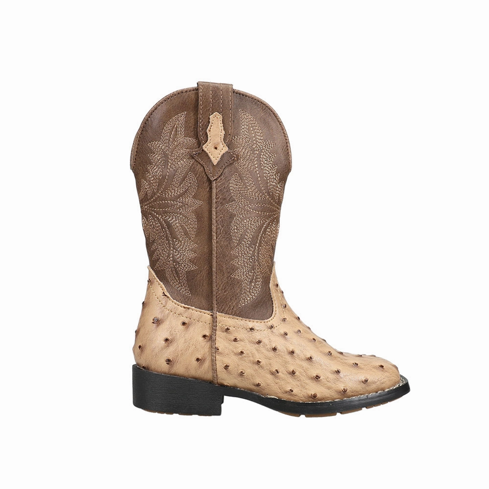 Jed Embroidered Square Toe Cowboy Boots (Little Kid) Workwear Style Ankle Lock