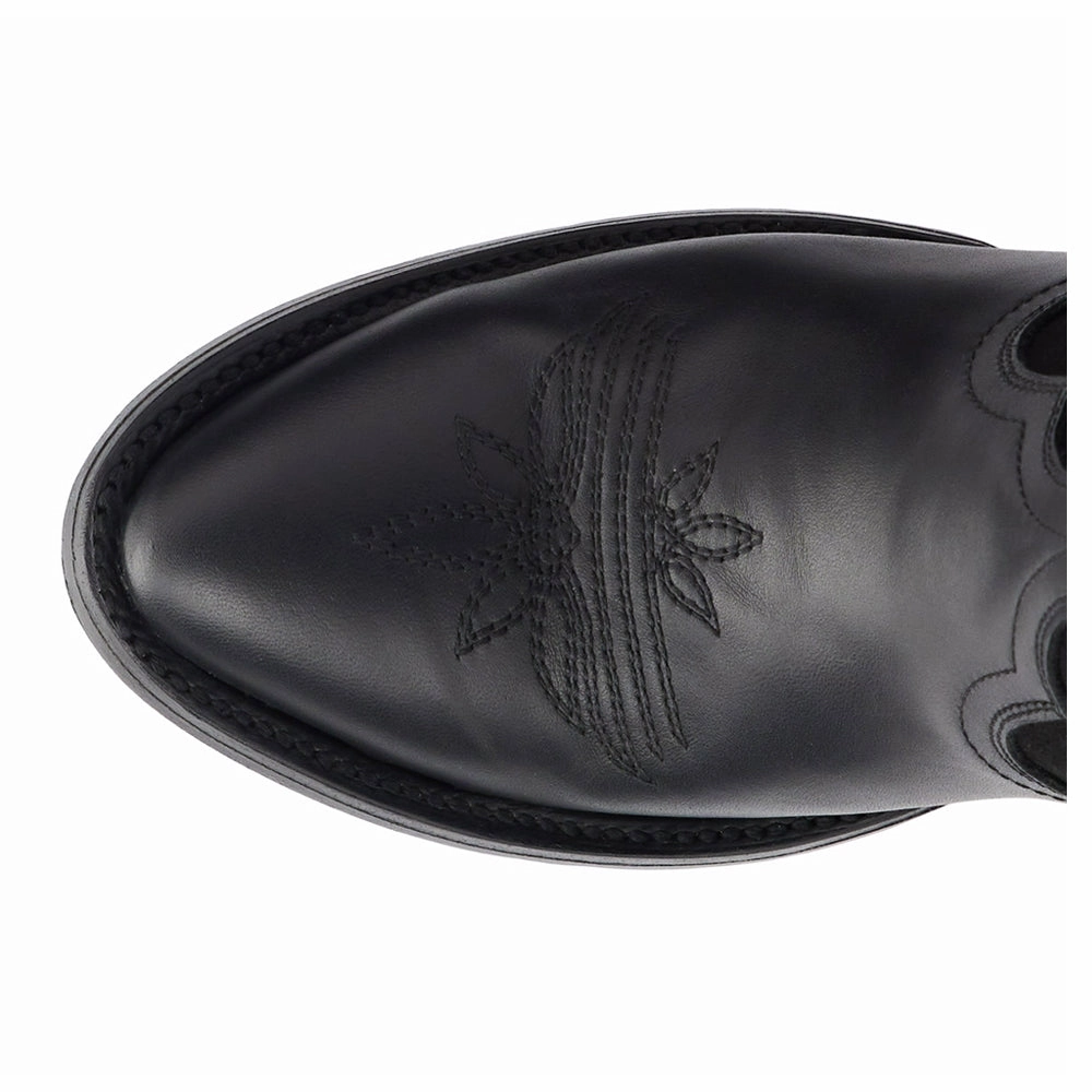 Jentry Knee High Embroidered Round Toe Cowboy Boot Street Cool Pull Tab