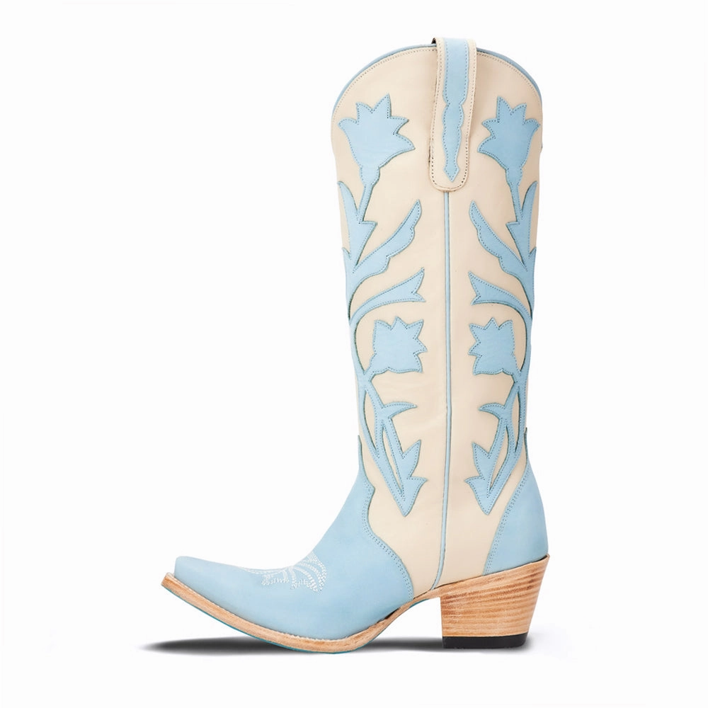 Jolene Tooled Inlay Floral Snip Toe Cowboy Boot Mesh Upper Seamless Comfort Daily Walks