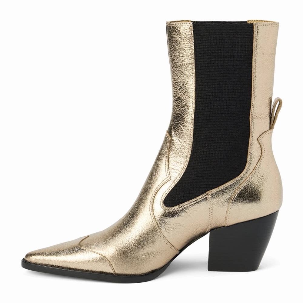 Water Resistant Keith Metallic Pointed Toe Chelsea Boots