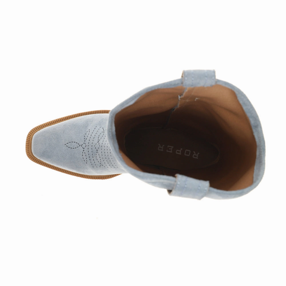 Quality Sole Kit Laser Embroidered Square Toe Pull On Cowboy Boots