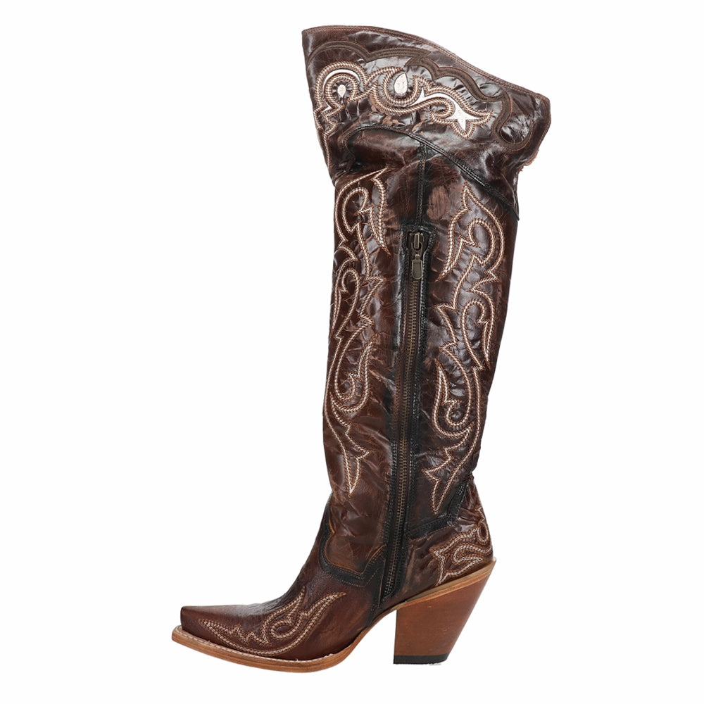 Kommotion Embroidered Snip Toe Zippered Cowboy Boots Protective Finish Windy Weather Cushion Zone