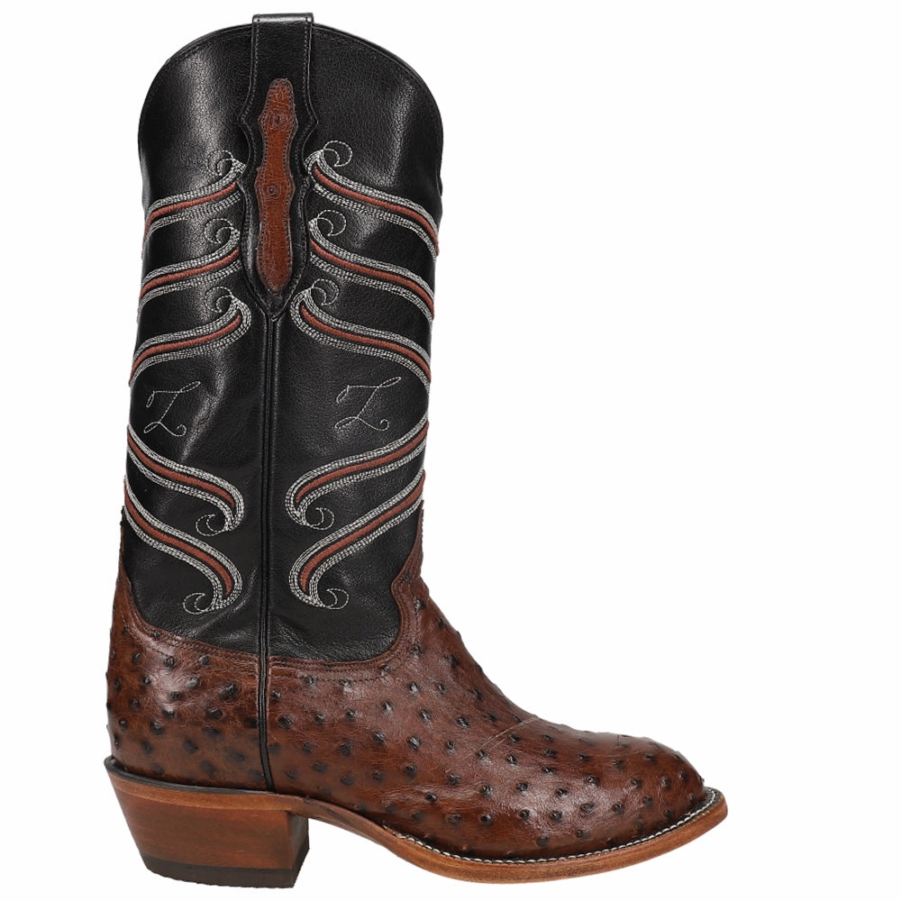 Kosse 13 Inch Full Quill Ostrich Round Toe Cowboy Boots Ultra Flexible Outsole