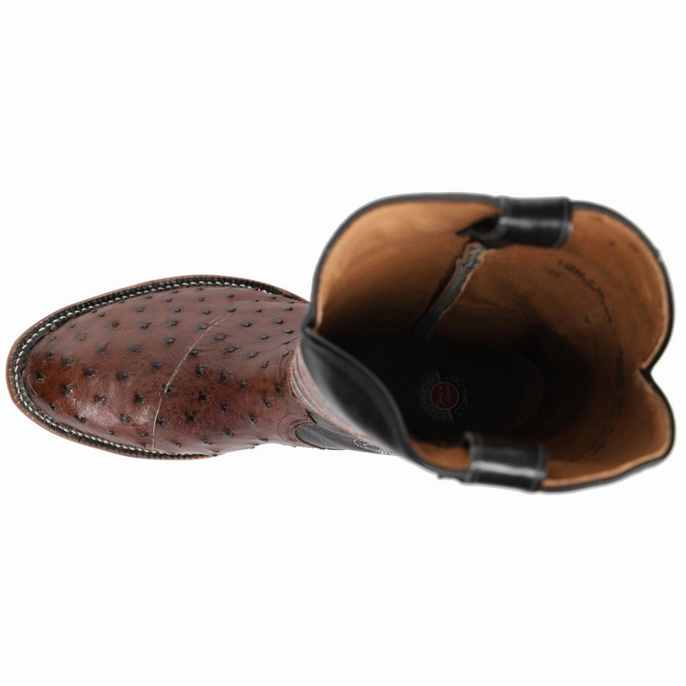 Kosse 13 Inch Full Quill Ostrich Round Toe Cowboy Boots Horizontal Stability Bar Shock absorption tech