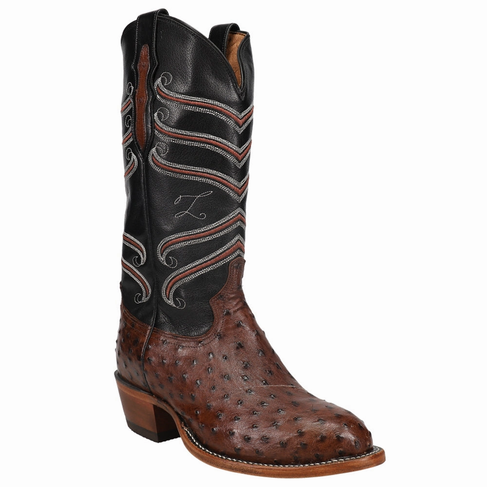 Kosse 13 Inch Full Quill Ostrich Round Toe Cowboy Boots Impact Resistant Toe Cap Exclusive