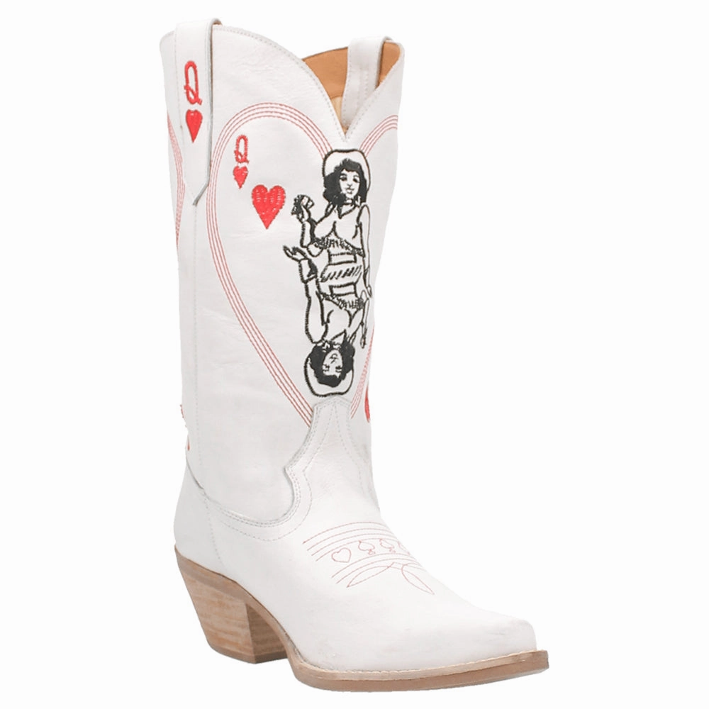 Warm Comfort Queen A Hearts Embroidered Round Toe Pull On Cowboy Boots