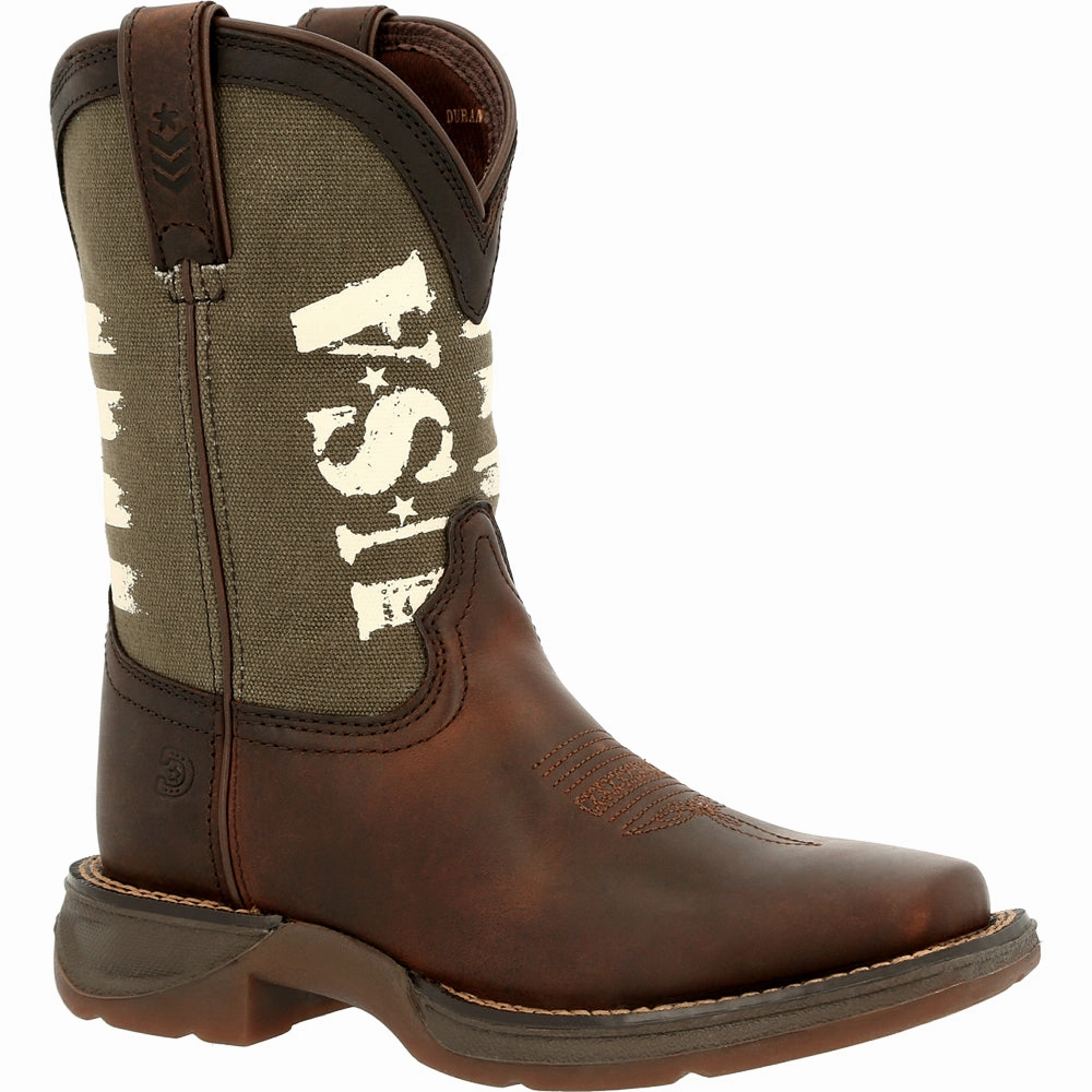 Classic Appeal Lil' Rebel Army Patriotic Square Toe Cowboy Boots (Big Kid)