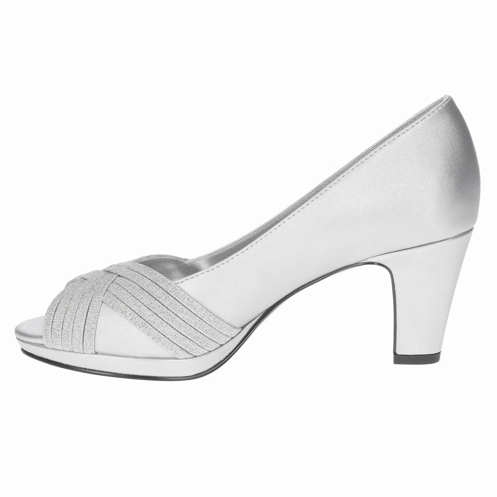 Lavish Peep Toe Pumps Patent Grain