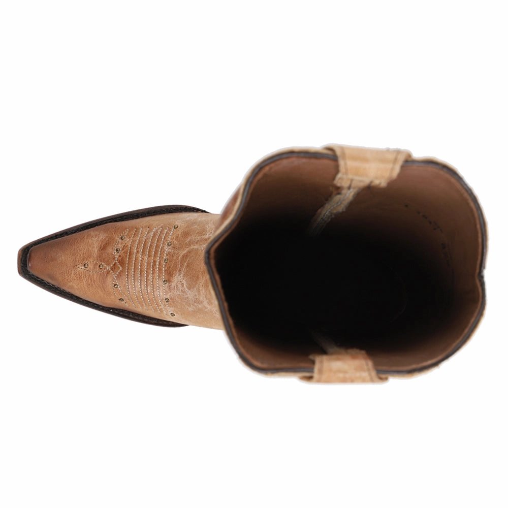 Avant Mood EasyToClean LD Brown Embroidered Studded Snip Toe Cowboy Boots